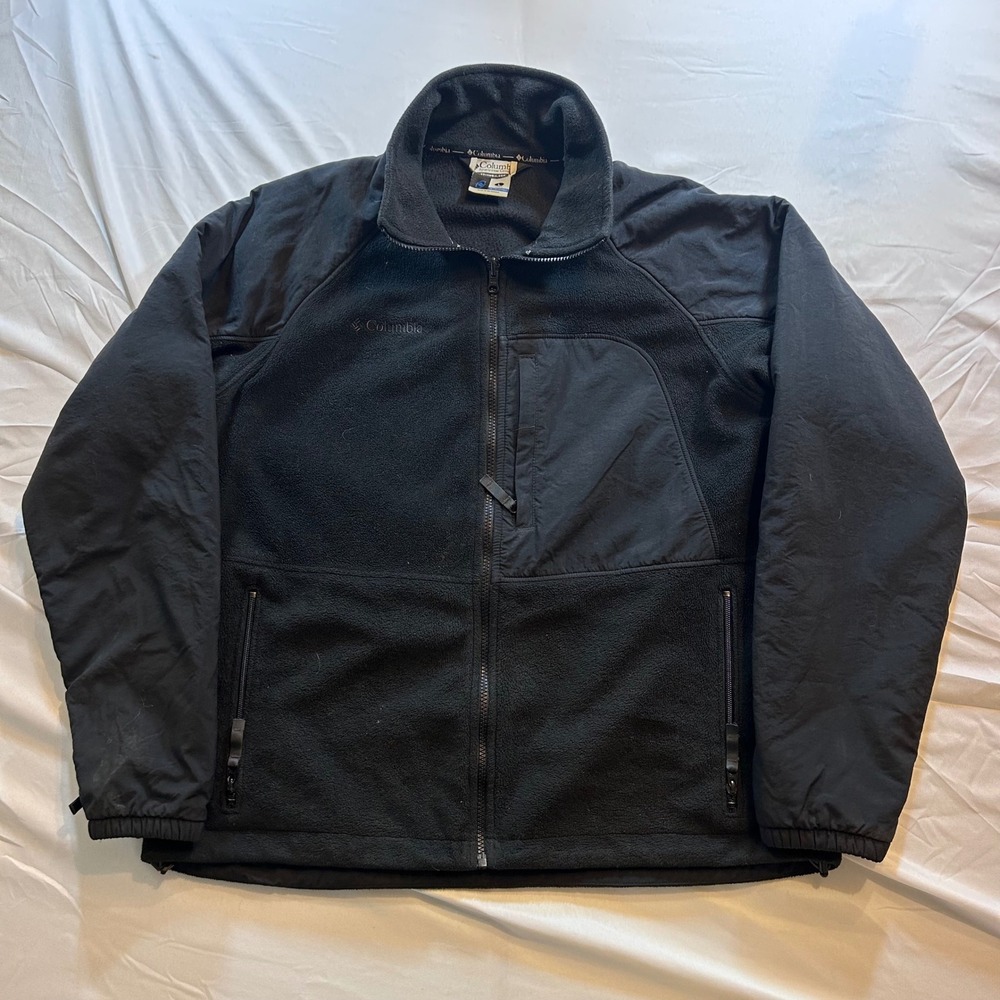 Columbia Mens Interchange Fleece Jacket Black Full Zip Mock Neck Large